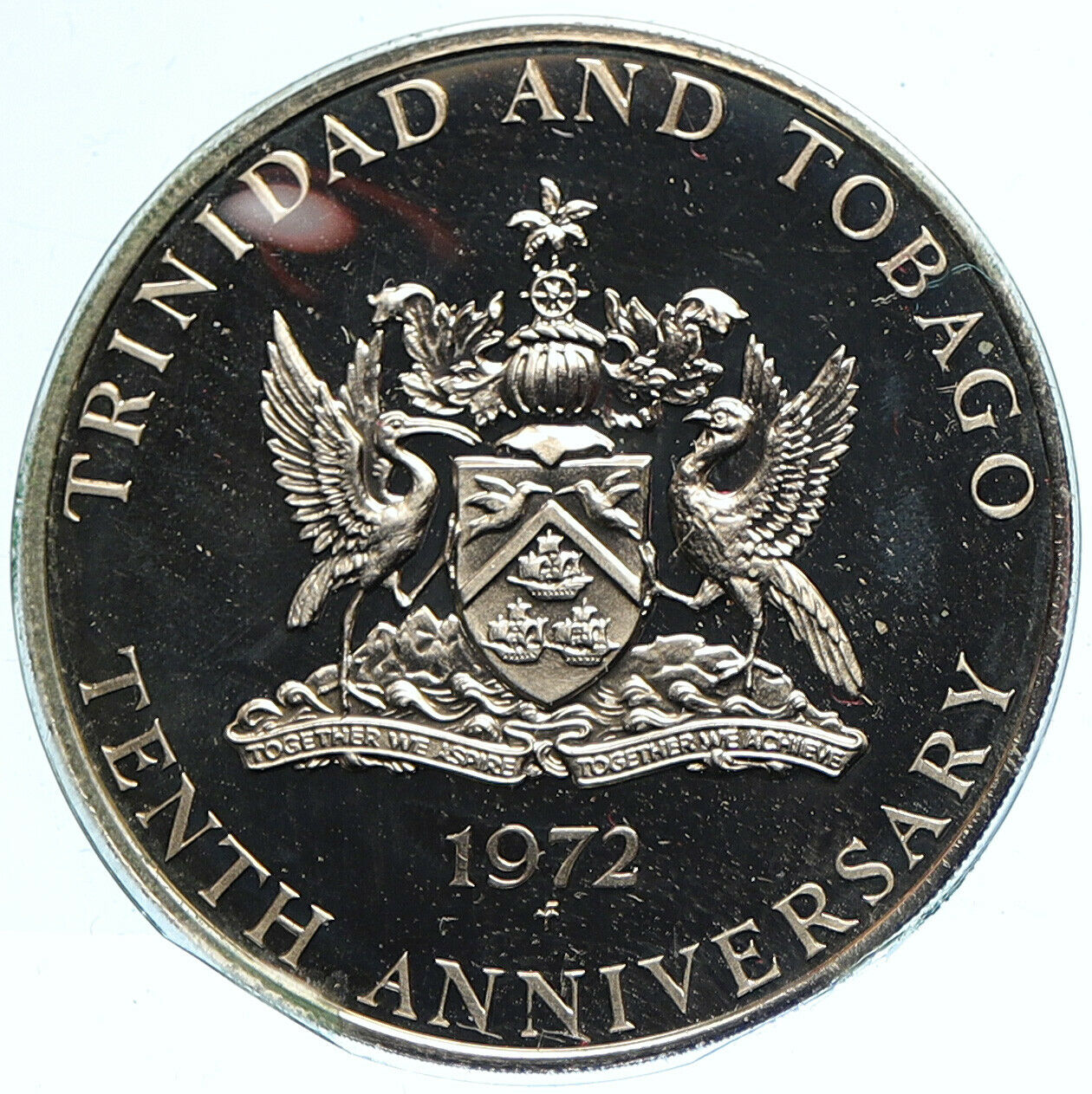 1972 TRINIDAD and TOBAGO Rufous-vented Chachalaca BIRD Proof Dollar Coin i104797