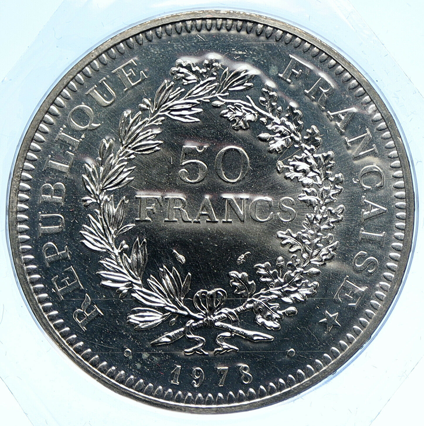 1974 FRANCE Large HERCULES Motto VINTAGE Silver 50 FRANCS French Coin i104794