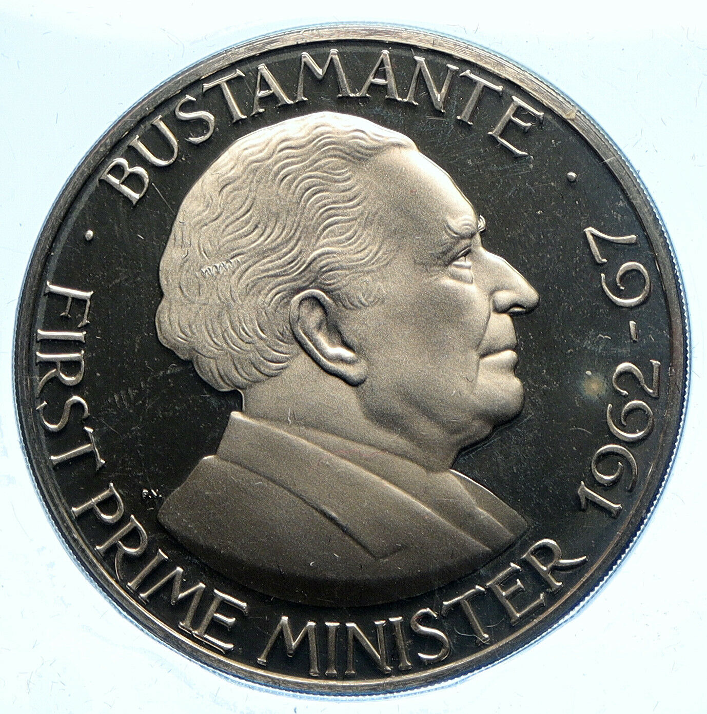 1973 JAMAICA First Prime Minister BUSTAMANTE Vintage Proof Dollar Coin i104792