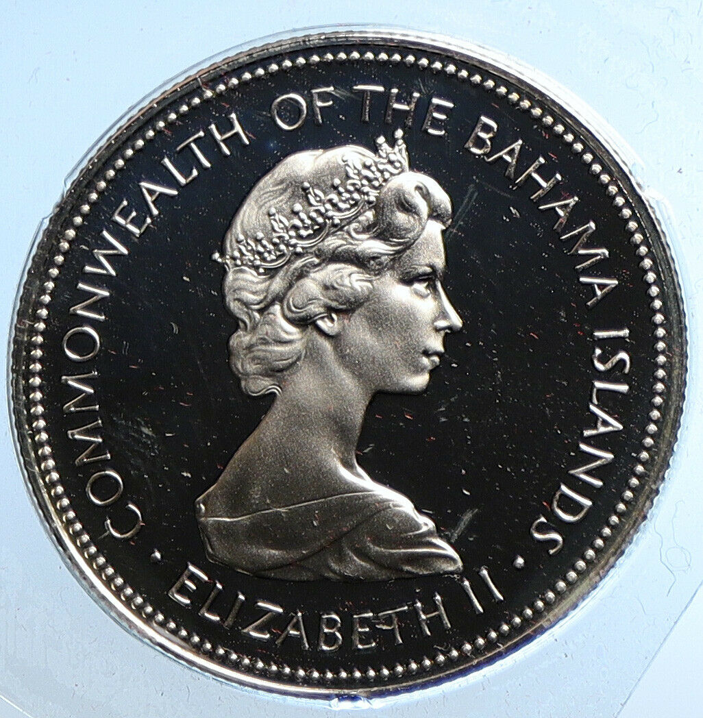 1973 BAHAMAS UK Queen Elizabeth II Marlin Proof Silver Coin 50 Cent Coin i104807