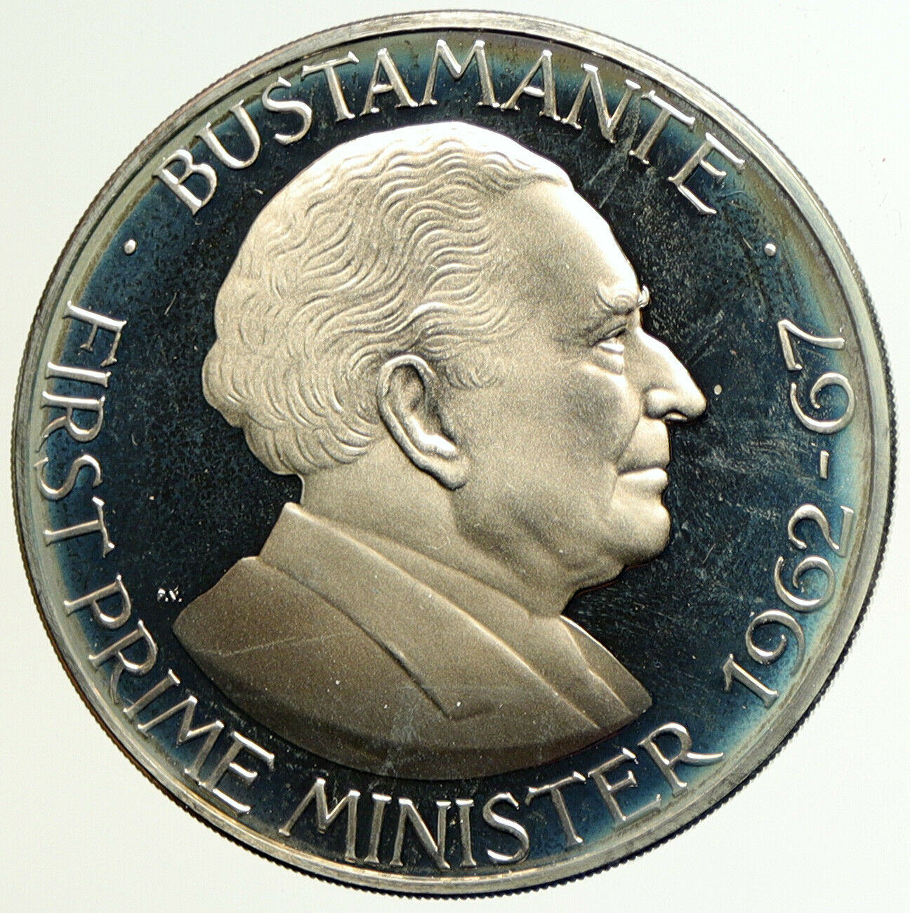 1973 JAMAICA First Prime Minister BUSTAMANTE Vintage Proof Dollar Coin i104975