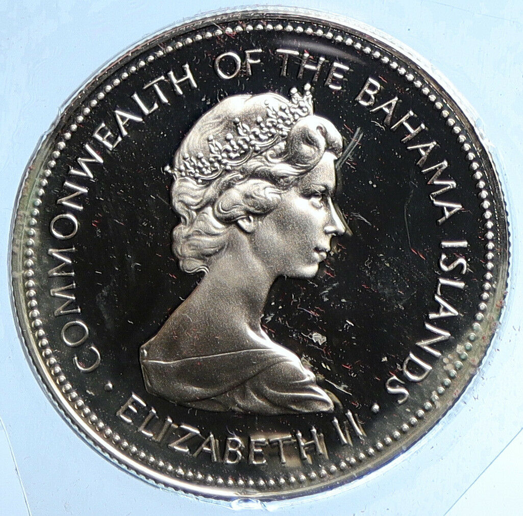 1973 BAHAMAS UK Queen Elizabeth II Marlin Proof Silver Coin 50 Cent Coin i104809