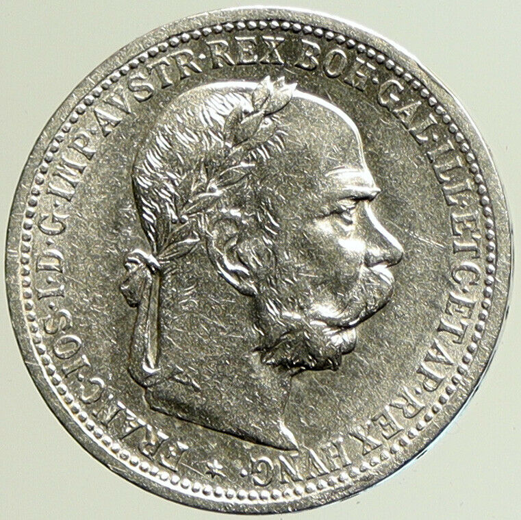 1899 AUSTRIA w KING FRANZ JOSEPH I Eagle ANTIQUE OLD Silver Corona Coin i104947