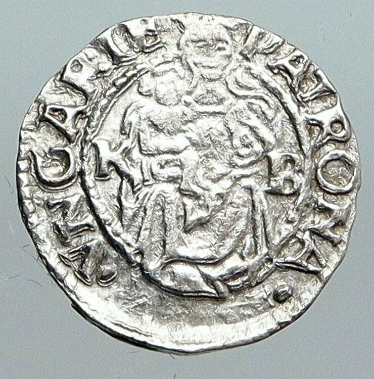 1548 HUNGARY King Ferdinand MADONNA & CHILD ANTIQUE Old Silver Denar Coin i90557