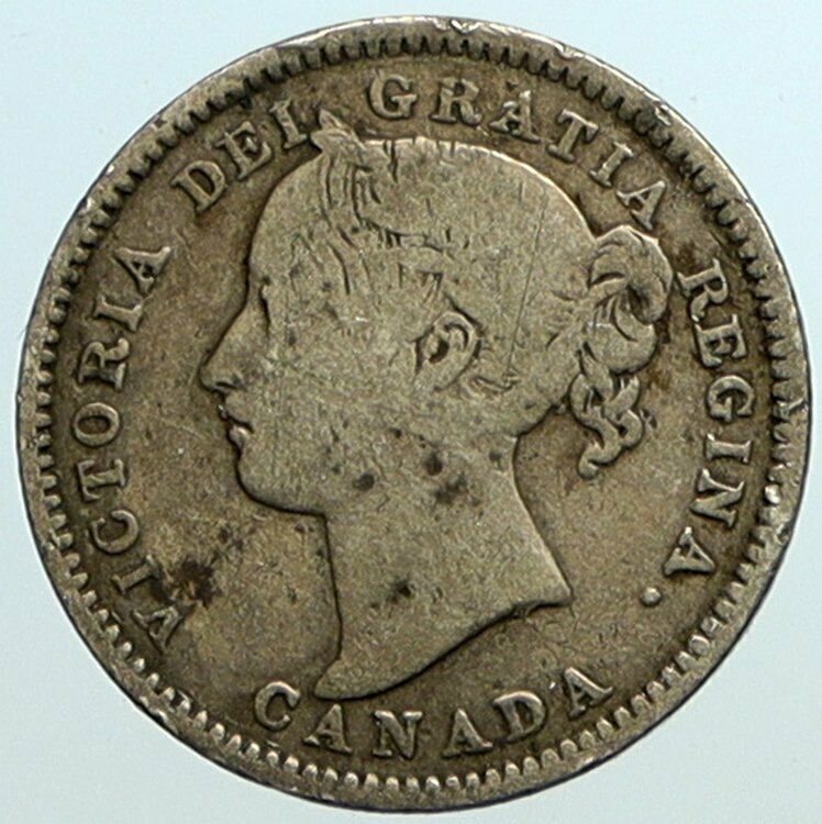 1901 CANADA UK Queen VICTORIA Vintage Antique OLD Silver 10 Cents Coin i101590