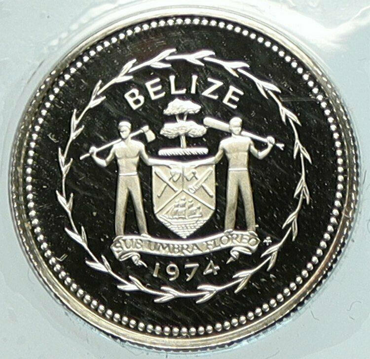 1974 BELIZE Avifauna Long-tailed HERMIT BIRD Proof Silver 10 Cents Coin i104883