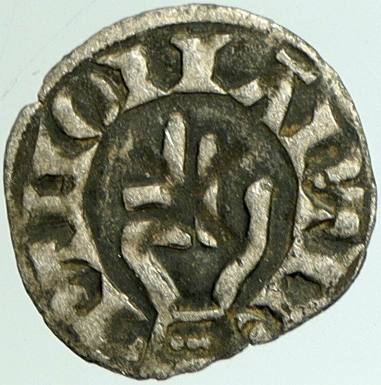 1200AD FRANCE Archbishopric BESANCON Antique Silver Denier Medieval Coin i102250