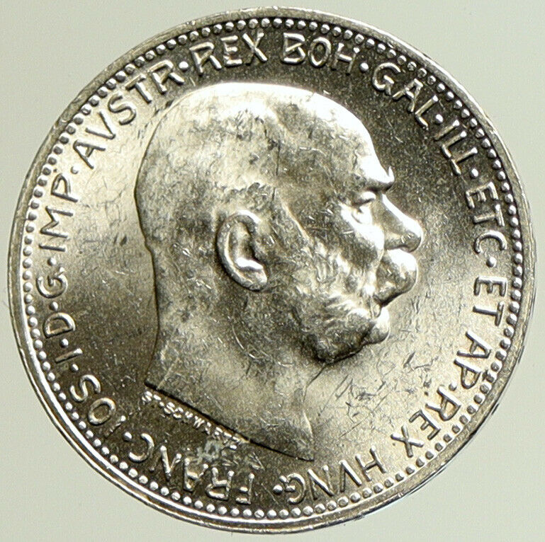 1916 AUSTRIA w KING FRANZ JOSEPH I Eagle VINTAGE Old Silver Corona Coin i104962