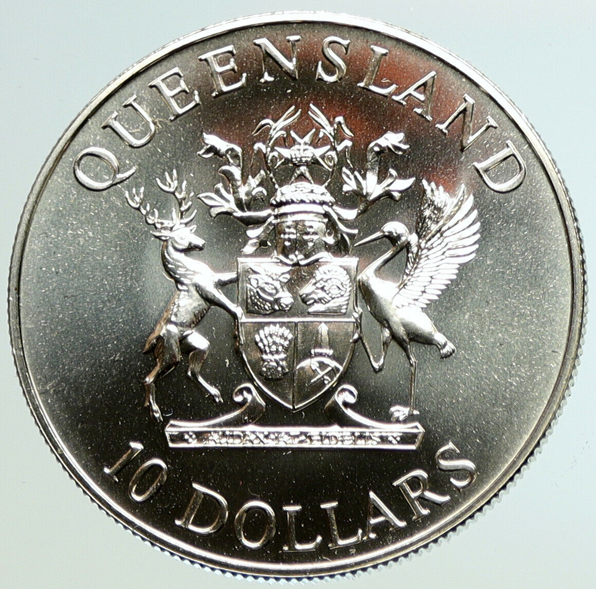 1989 AUSTRALIA UK Queen Elizabeth II Queensland Proof Silver $10 Coin i104878