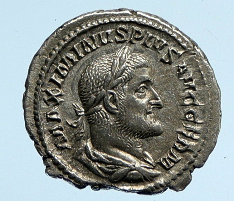 Maximinus I Thrax 236AD Silver Rare OLD Ancient Roman Coin PAX SCEPTRE i95871