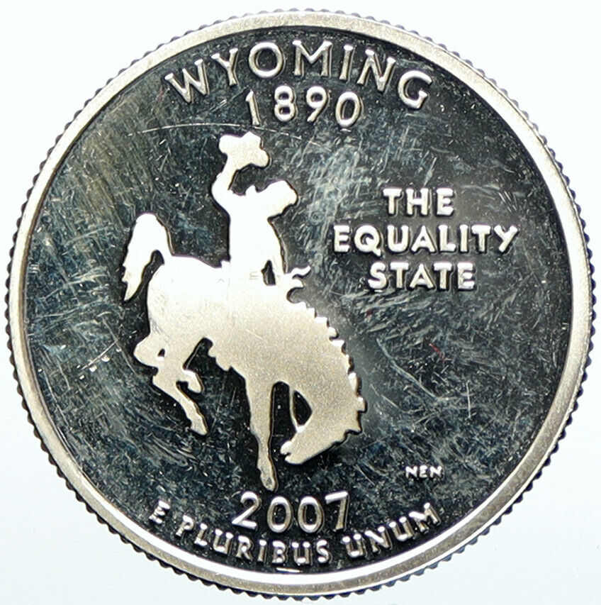 2007 S UNITED STATES Yellowstone WYOMING Old Proof Silver 25 Cents Coin i100960