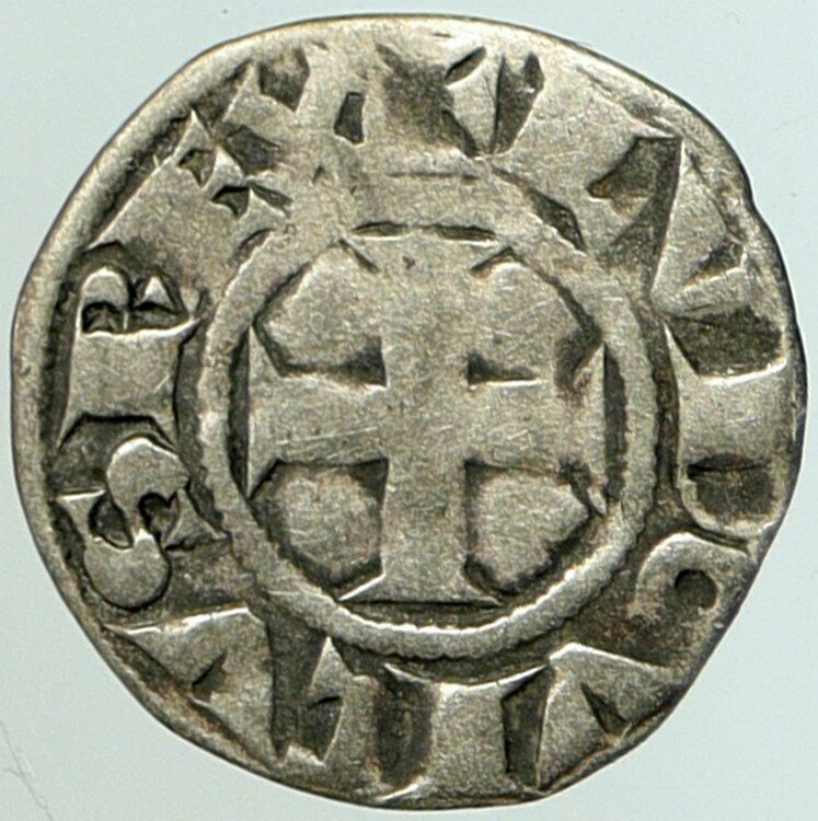 1240AD FRANCE Saint KING LOUIS IX Cross OLD Silver Denier Medieval Coin i102253