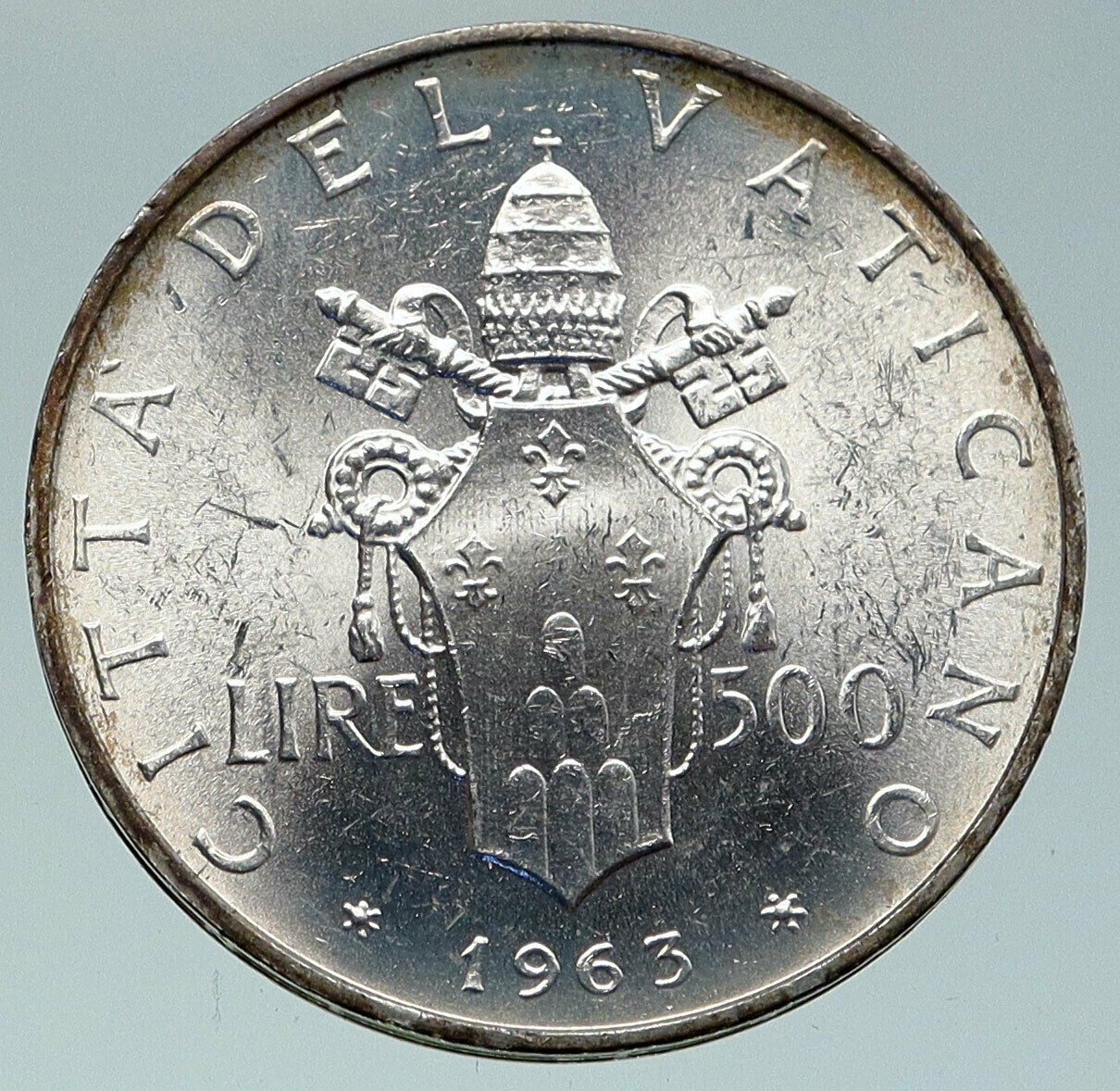 1963 VATICAN City POPE PAUL VI 0.29oz Silver 500 Lire Italian Italy Coin i86323