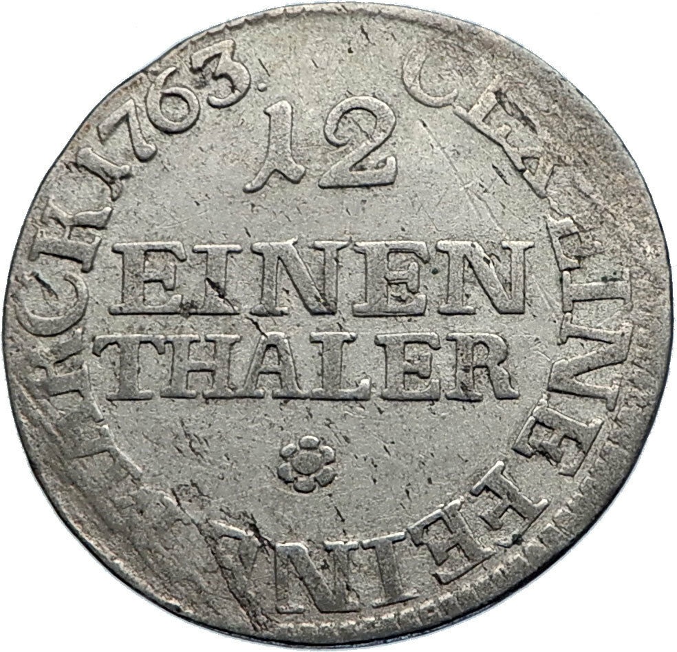 1763 GERMANY German States SAXONY ELECTORATE Genuine Antique Silver Coin i71764