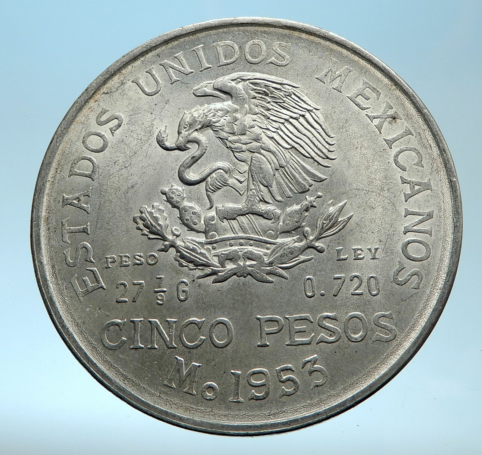 1953 MEXICO Mexican Independence War Hero HIDALGO on Big 4cm Silver Coin i77499