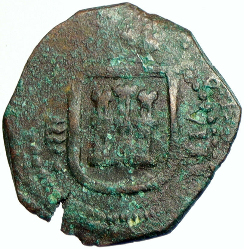 c1620 SPAIN King Philip IV Antique OLD Spanish Colonial 8 Maravedis Coin i102261