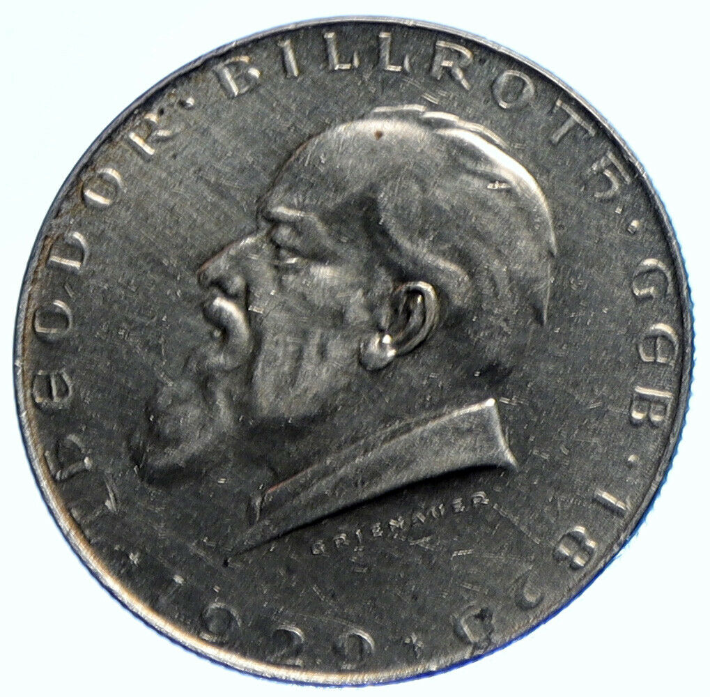 1929 AUSTRIA w Surgeon Theodor Billroth VINTAGE Silver 2 Shilling Coin i104758