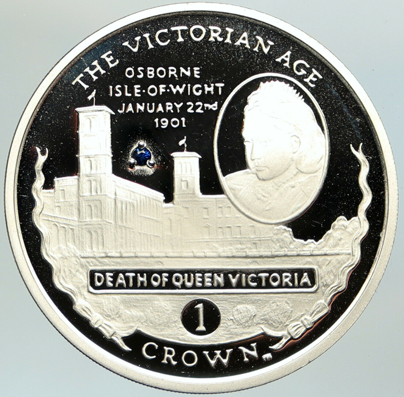 2001 GIBRALTAR Death of Queen VICTORIAN AGE Silver Proof Crown Coin i105184