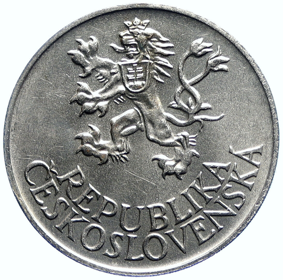 1955 CZECHOSLOVAKIA Czech Soldier Family LIBERATION Silver 25 Korun Coin i104749