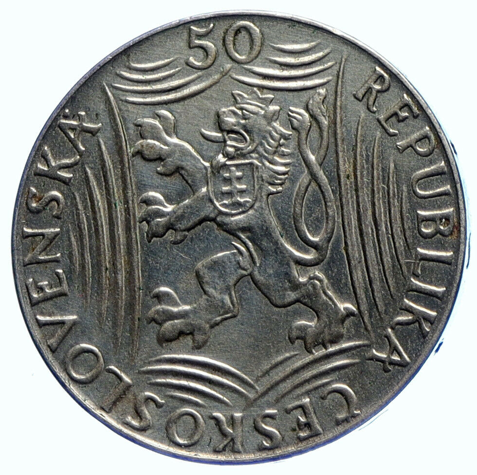 1949 CZECHOSLOVAKIA Josef Stalin Birthday VINTAGE Silver 50 Korun Coin i104757