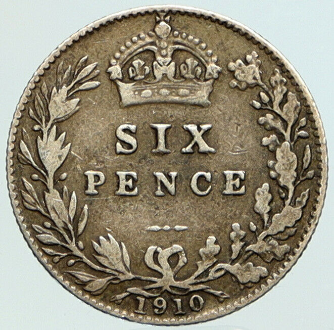 1910 UK - GREAT BRITAIN Silver Six Pence Coin EDWARD VII United Kingdom i105182