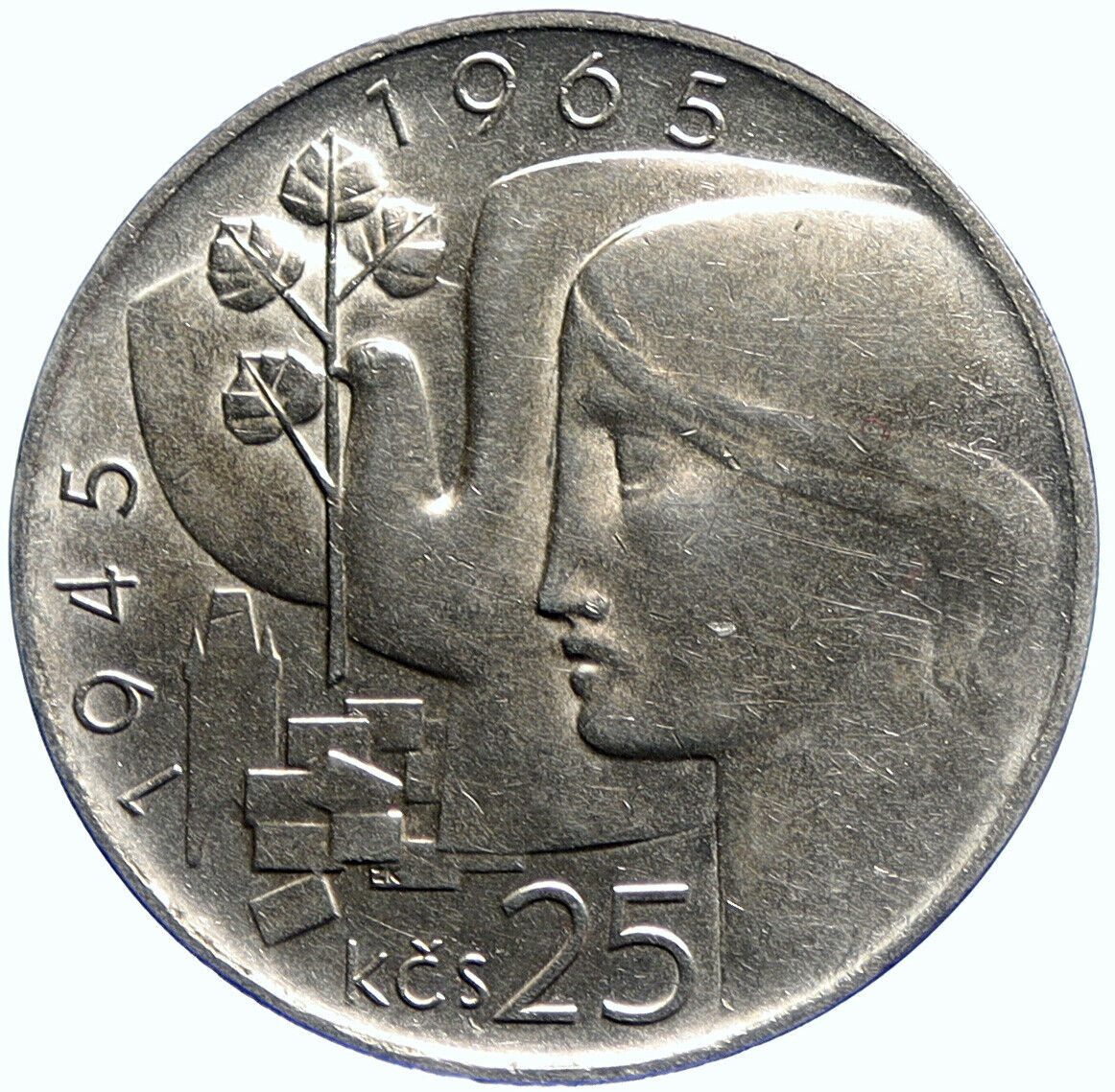 1965 CZECH REPUBLIC Czechoslovakia 25th LIBERATION Vintage 25 Korun Coin i104750