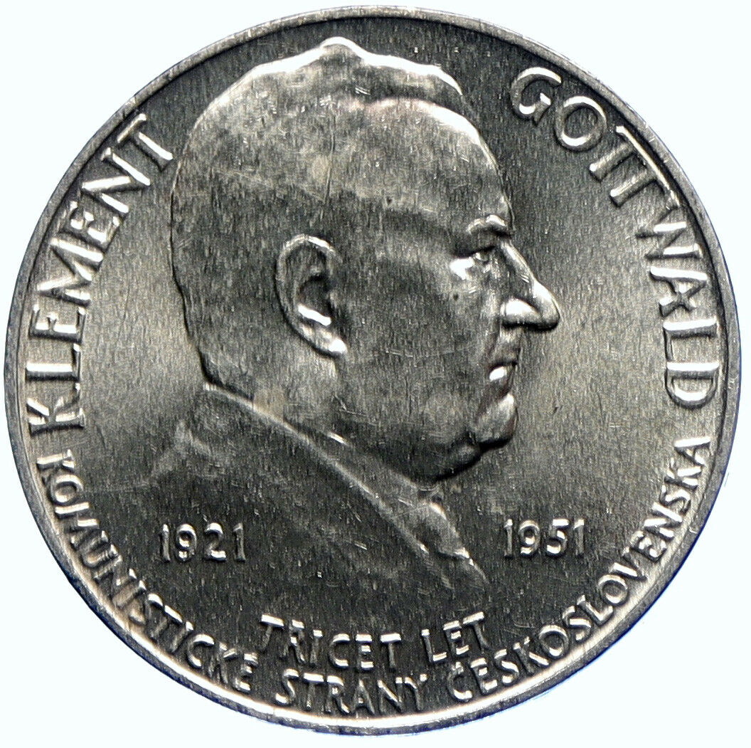 1951 CZECH REPUBLIC Czechoslovakia KLEMENT GOTTWALD Silver 100 Kr Coin i104747