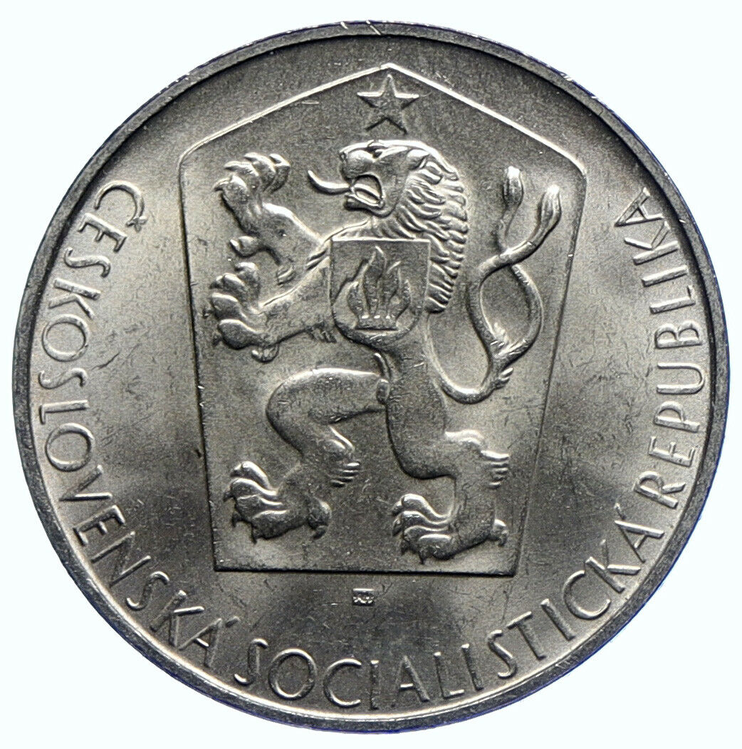 1964 CZECH REPUBLIC Three Hands Linden Old Genuine Silver 10 Korun Coin i104756