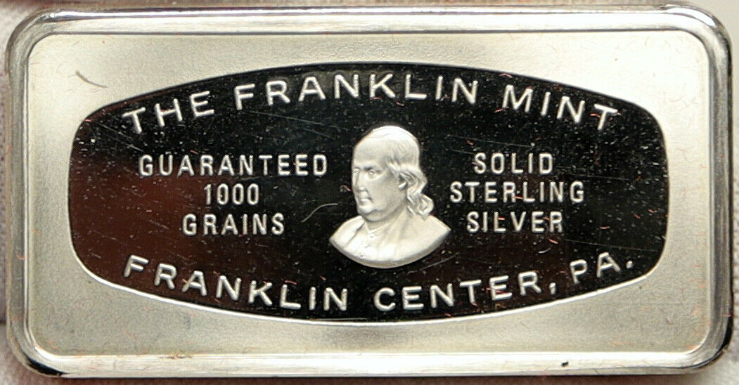 1974 UNITED STATES US Franklin Mint CHRISTMAS 1 OZ OLD Silver BAR Medal i101012