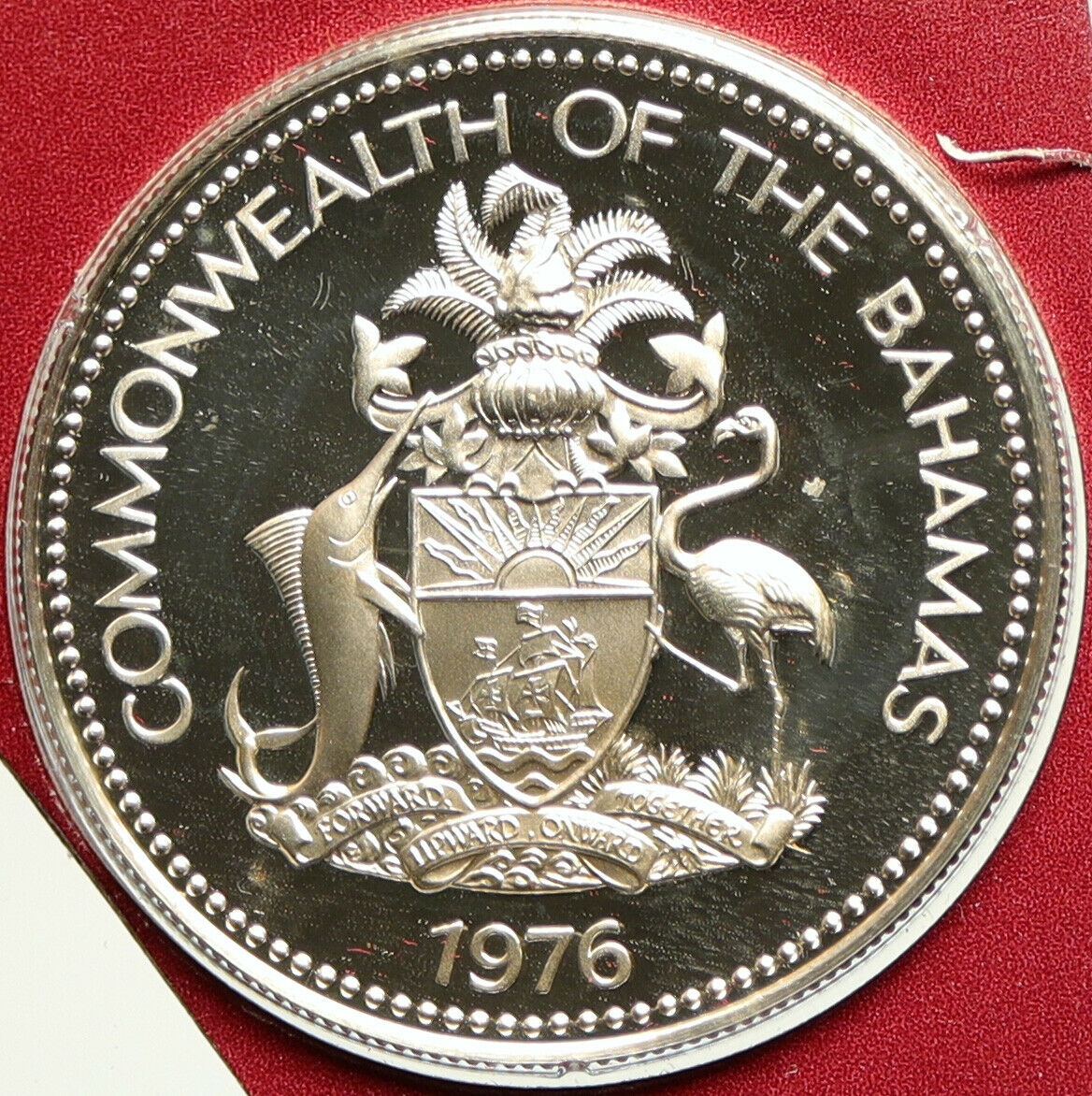 1976 BAHAMAS British Queen Elizabeth II CONCH SHELL Proof Silver $1 Coin i104933