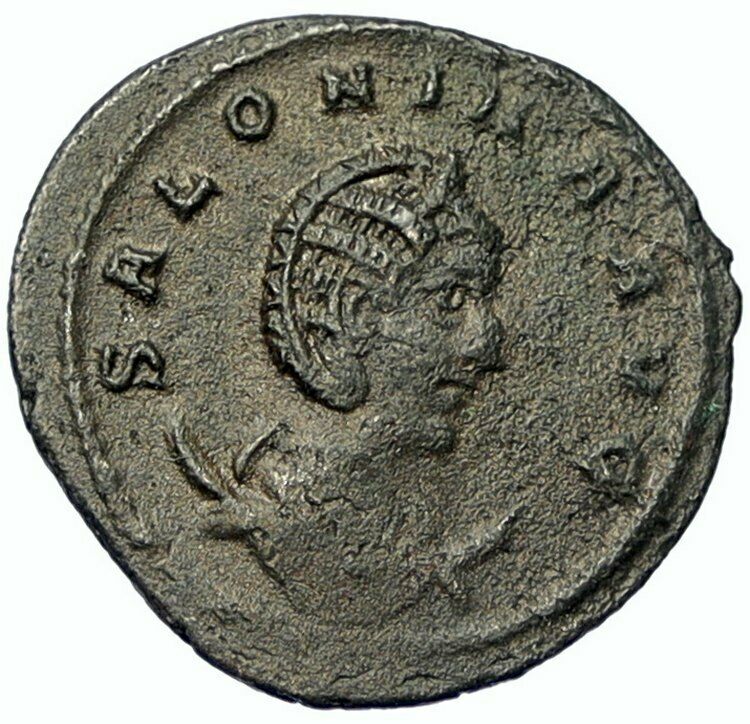 SALONIA Authentic Ancient 255AD Antioch Antique Roman Coin ROMA VICTORY i100518