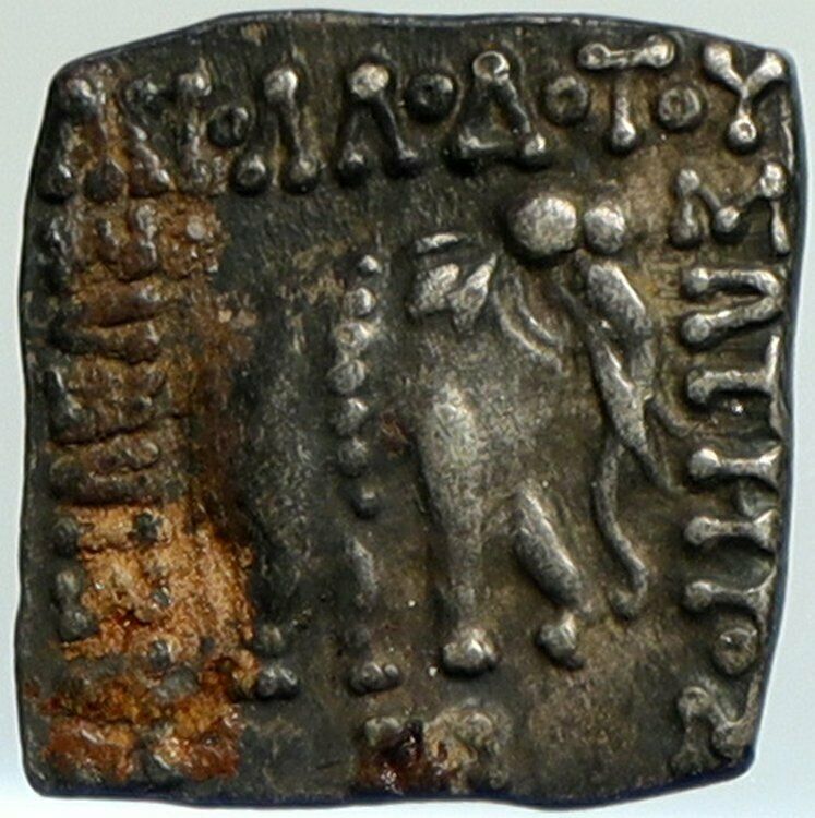 Apollodotos I 174BC Baktrian Indo Greek King of India Apollo Silver Coin i101277