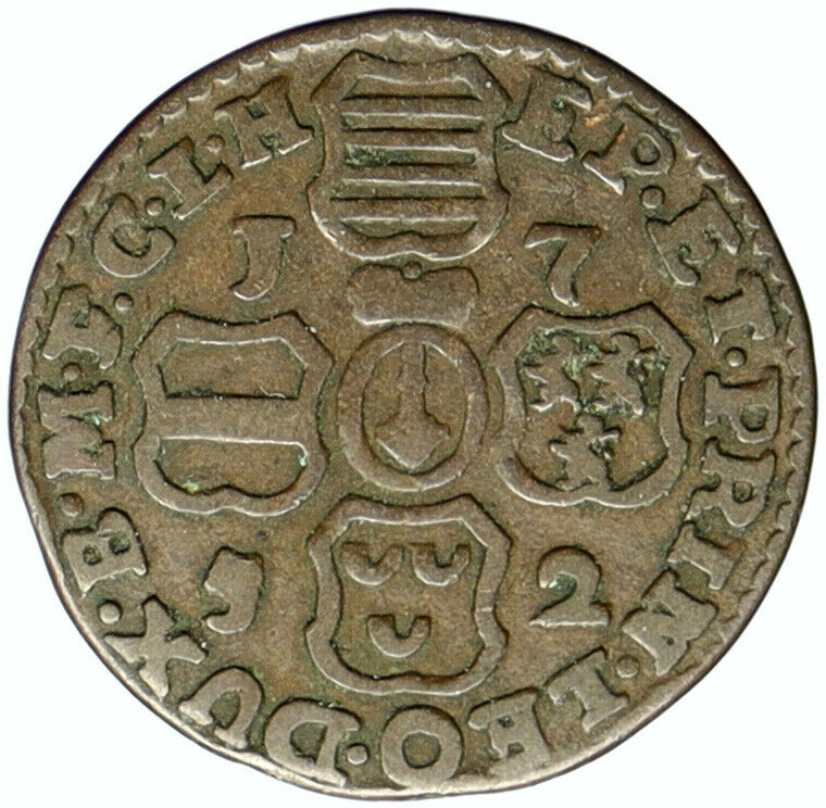 1752 BELGIUM Bishopric of LIEGE Jean-Theodore of Bavaria OLD Liard Coin i101273