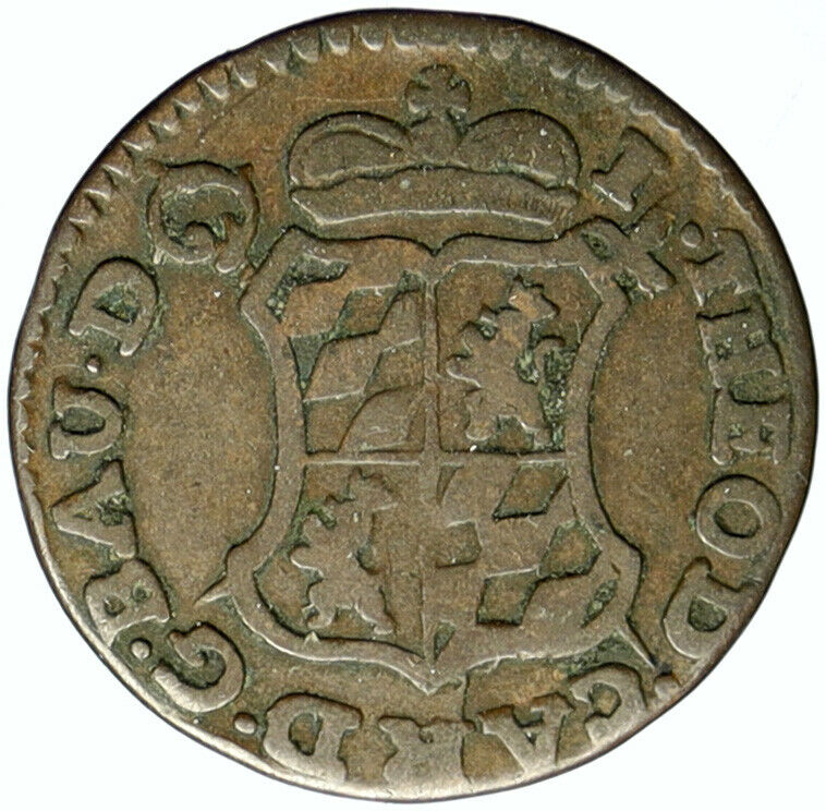 1752 BELGIUM Bishopric of LIEGE Jean-Theodore of Bavaria OLD Liard Coin i101273