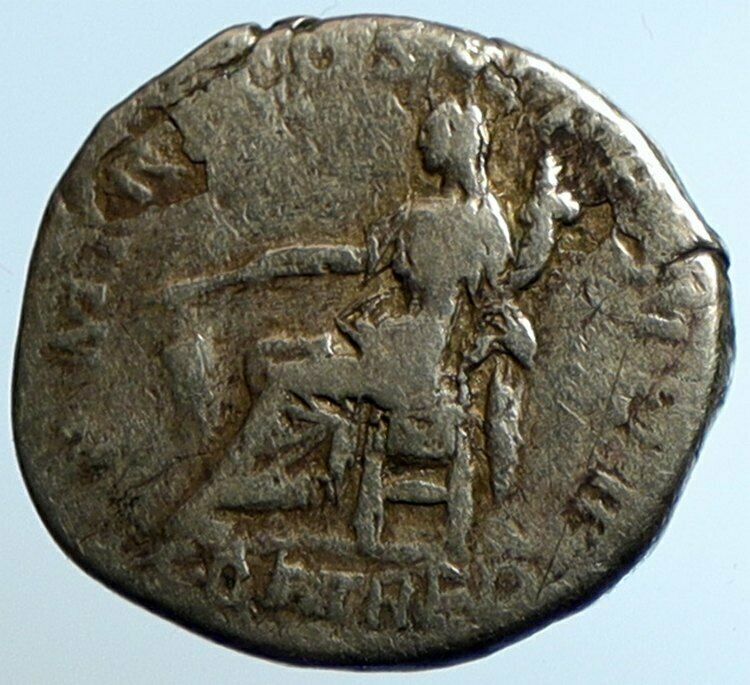 TRAJAN 116AD Rome Genuine Ancient Roman Silver Denarius Coin FORTUNA i104719