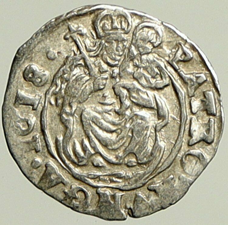 1618 KB HUNGARY King Matyas Matthias II Madonna Child Silver Denier Coin i101391