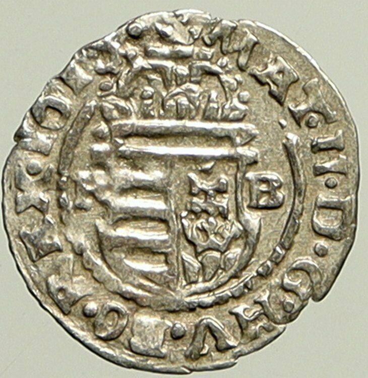 1615 KB HUNGARY King Matyas Matthias II Madonna Child Silver Denier Coin i101392