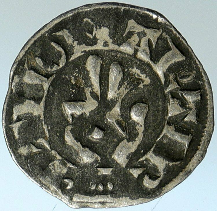 1200AD FRANCE Archbishopric BESANCON Antique Silver Denier Medieval Coin i101961