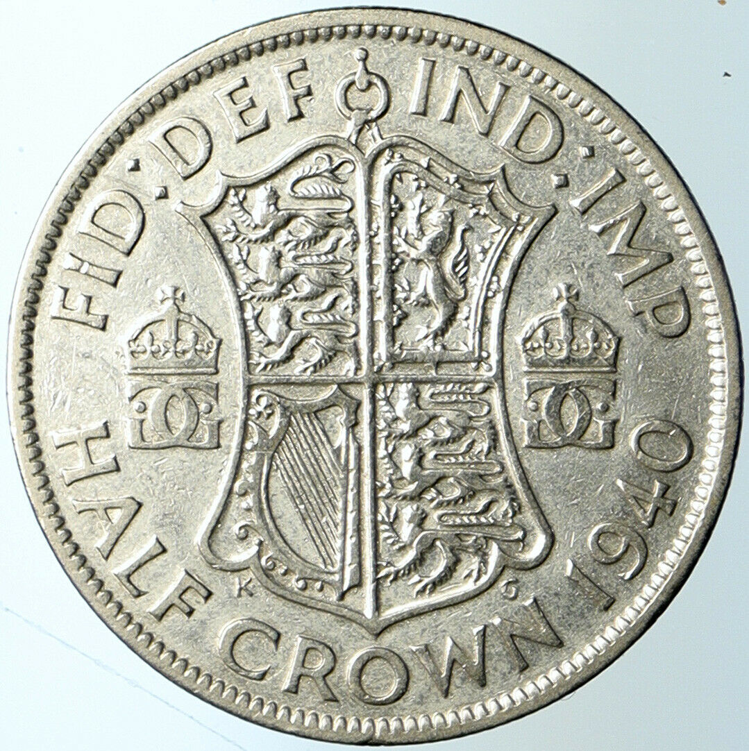 1940 Great Britain United Kingdom UK GEORGE VI Silver Half Crown Coin i101966