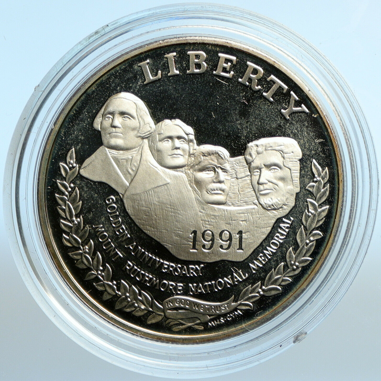 1991 S USA US Mount RUSHMORE Presidents OLD Proof Silver Dollar Coin i101949