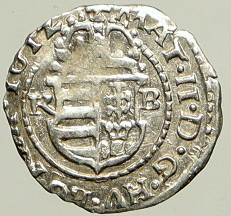 1612 KB HUNGARY King Matyas Matthias II Madonna Child Silver Denier Coin i101393