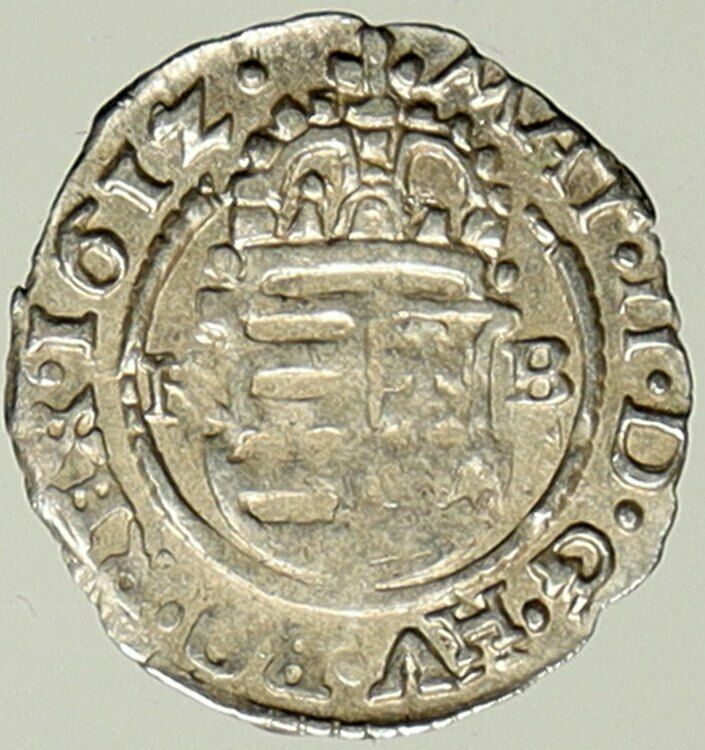 1612 KB HUNGARY King Matyas Matthias II Madonna Child Silver Denier Coin i101388