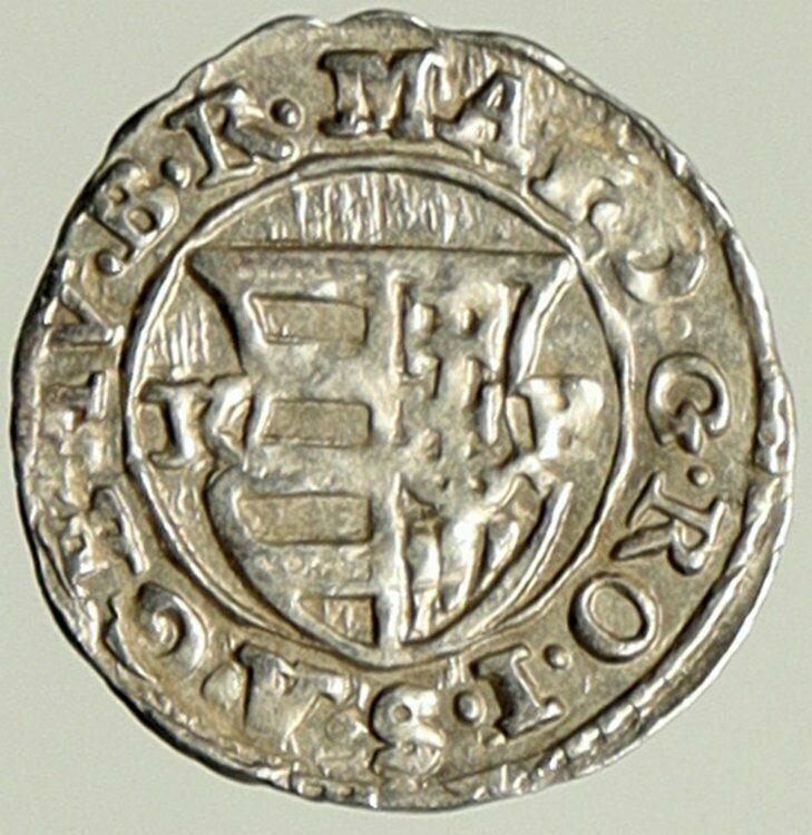 1618 KB HUNGARY King Matyas Matthias II Madonna Child Silver Denier Coin i101389