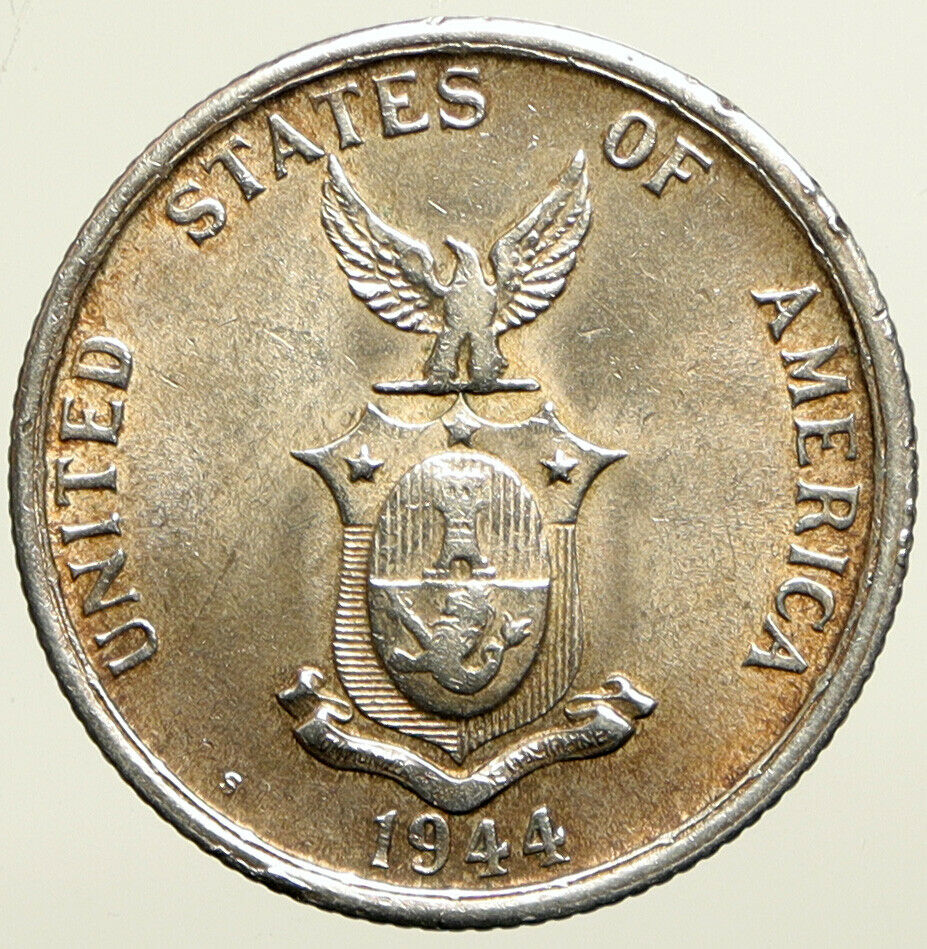 1944 S PHILIPPINES Under US Administration Eagle Silver 50 Centavos Coin i101410