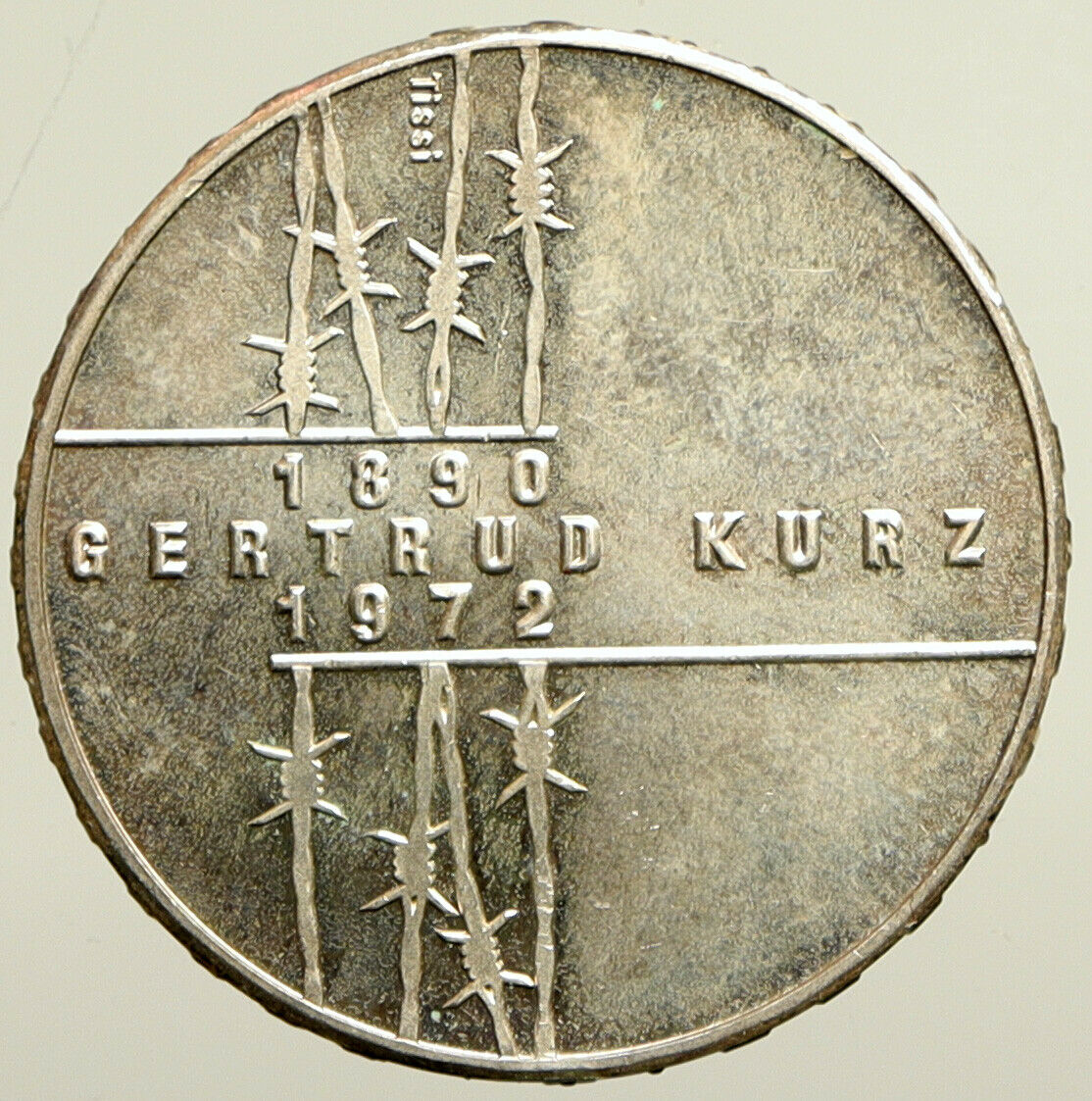 1992 Switzerland GERTRUD KURZ Barbed Wires Silver 20 Francs Swiss Coin i101409