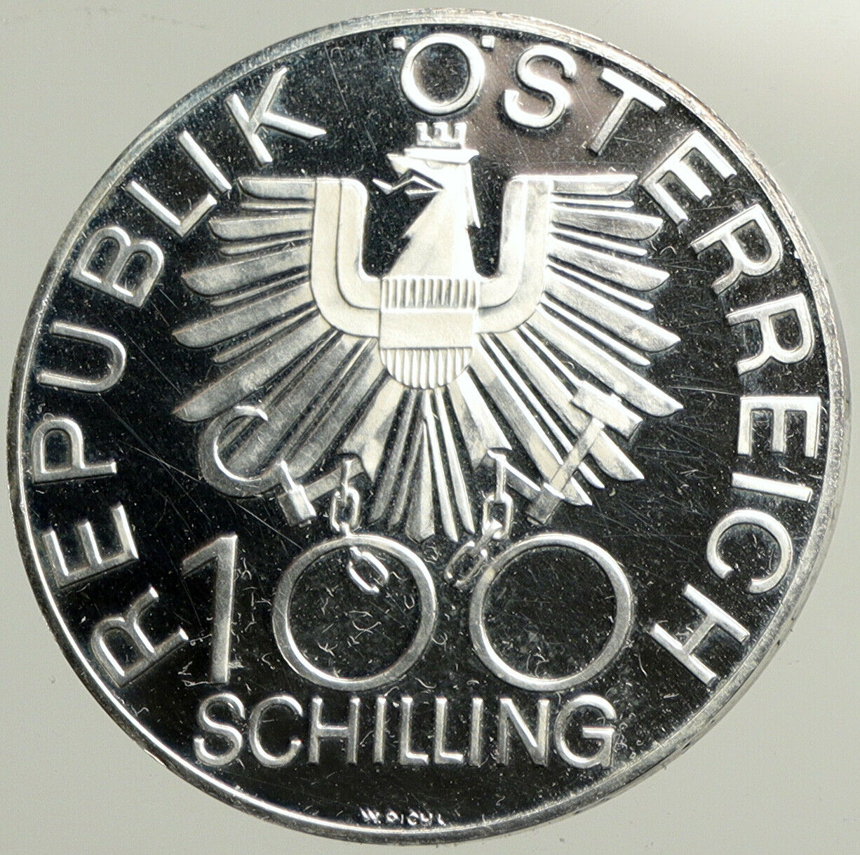 1979 AUSTRIA Cathedral of Vienna Neustadt PRF Silver 100 Schilling Coin i102480