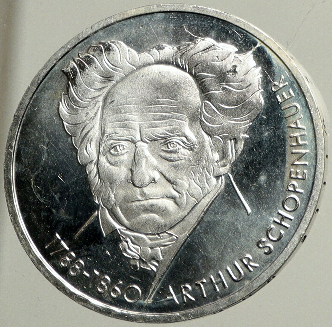 1988 GERMANY Philosopher Arthur Schopenhauer Proof Silver 10 Mark Coin i102485