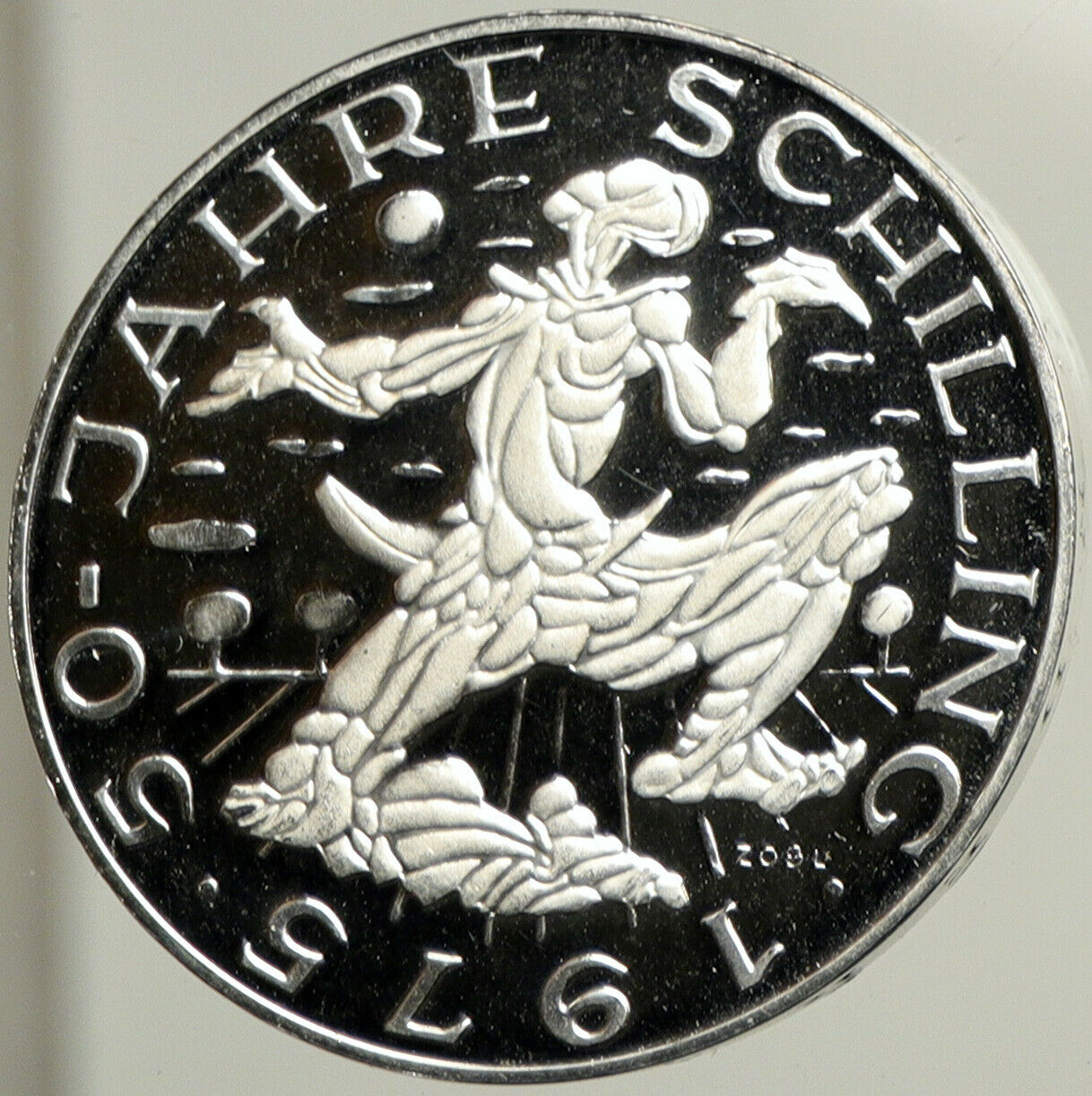 1975 AUSTRIA Sower Field Imperial Eagle PROOF SILVER 100 Schilling Coin i102486