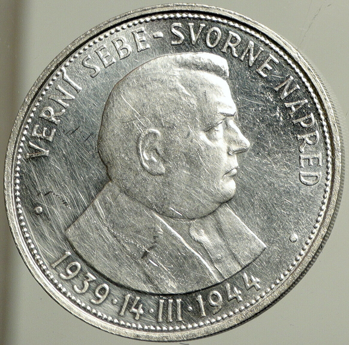 1944 SLOVAKIA REPUBLIC Jozef Tiso VINTAGE Silver 50 Korun Slovakian Coin i102487