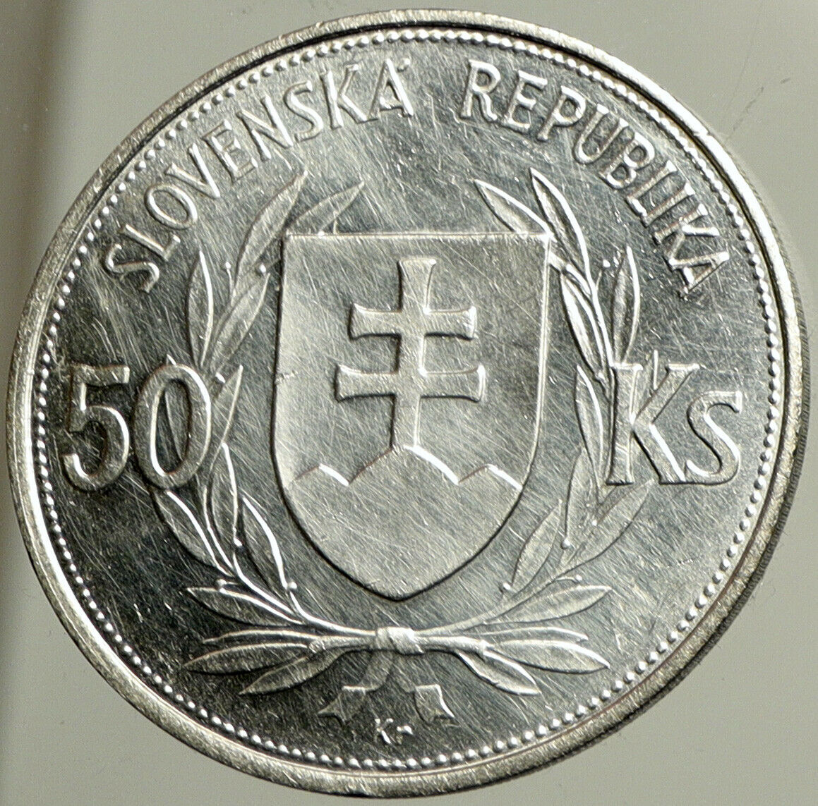 1944 SLOVAKIA REPUBLIC Jozef Tiso VINTAGE Silver 50 Korun Slovakian Coin i102487